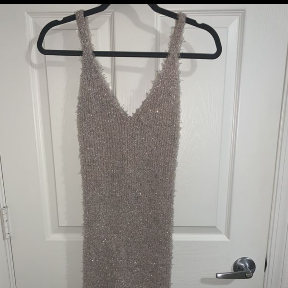NEVER WORN! Nude/silver knit dress